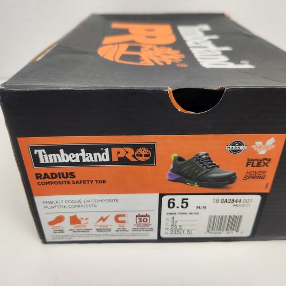 Timberland Pro Radius Composite Safety Toe Shoe Sneaker Women Size 6.5 Black - Picture 10 of 11